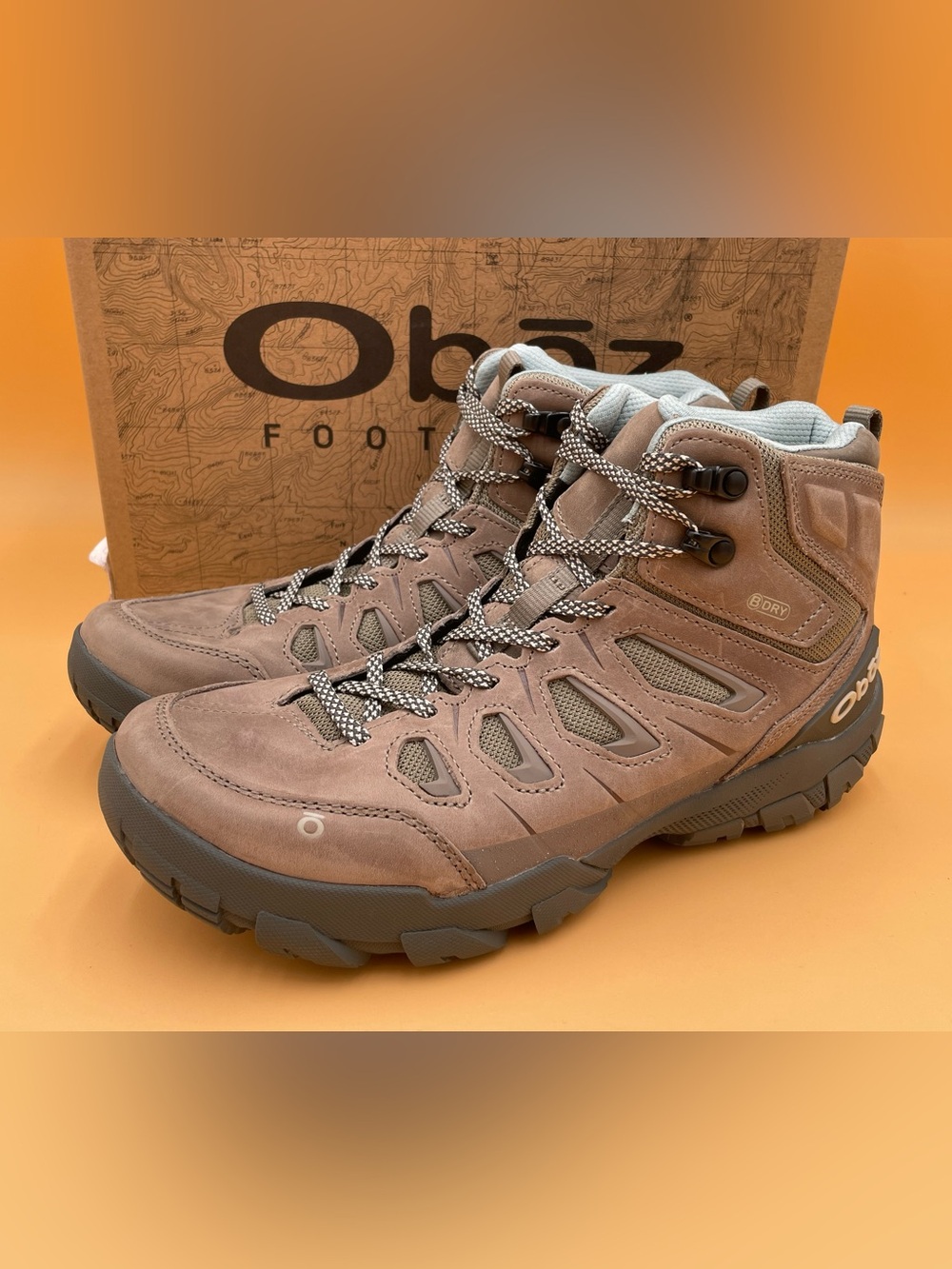 Size 10 Oboz Women Sawtooth X Mid B-Dry Waterproof Boots Rockfall Brown 24002